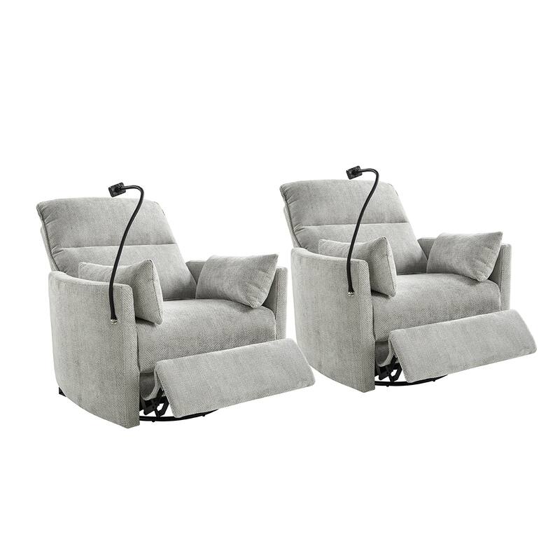 Barry Modern 38" Power Rocking Swivel Nursery Recliner with USB Ports Set of 2 by HULALA HOME