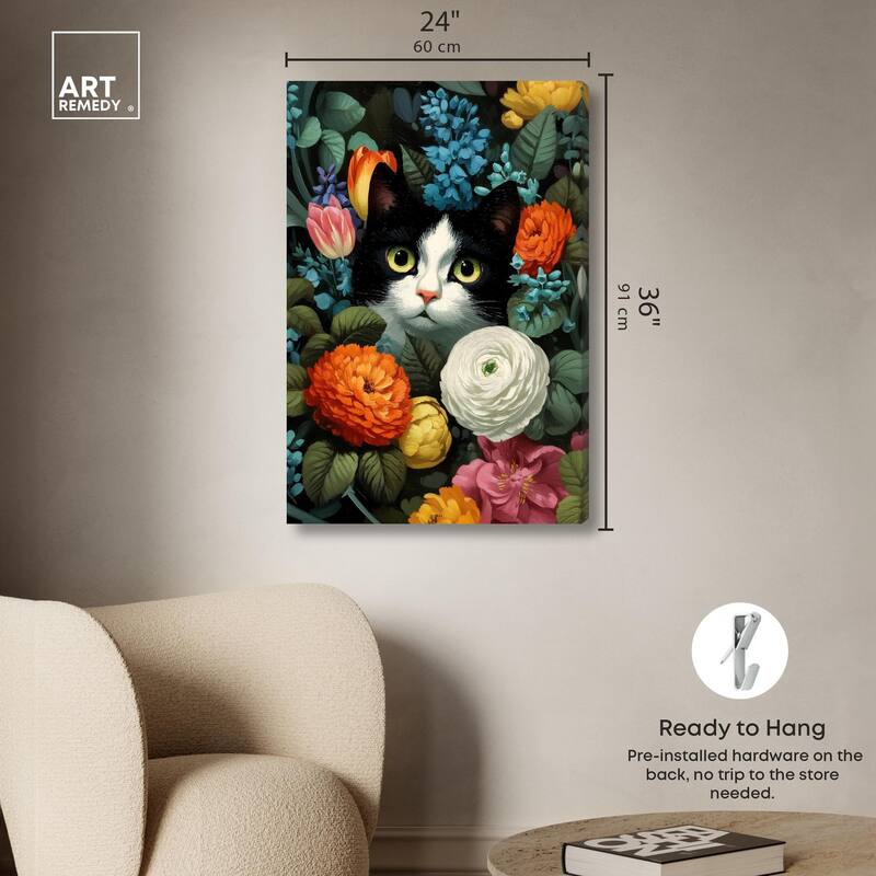 Secret Garden Cat Canvas by Art Remedy, Gallery Wrapped