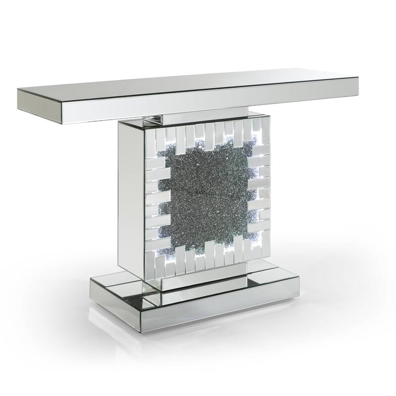 Decor 47.2 in. Silver Rectangle Glass Top Console Table