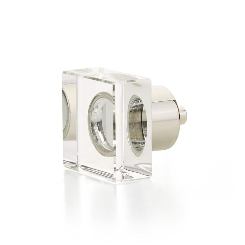 Schaub and Company City Lights 1-1/4" Modern Square Glass Cabinet Knob - Polished Nickel