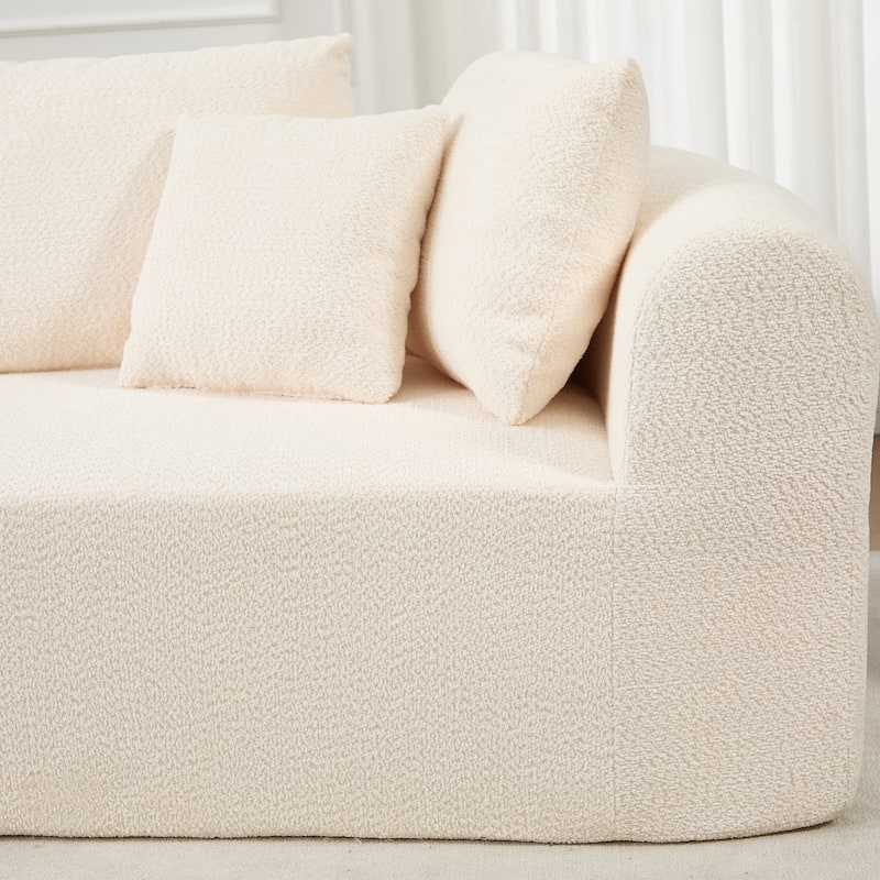 Modular Cloud Sectional Couch with L Shape Chaise, Corduroy Upholstered Boneless Sofa, Compressed Sofa with 7 Pillows