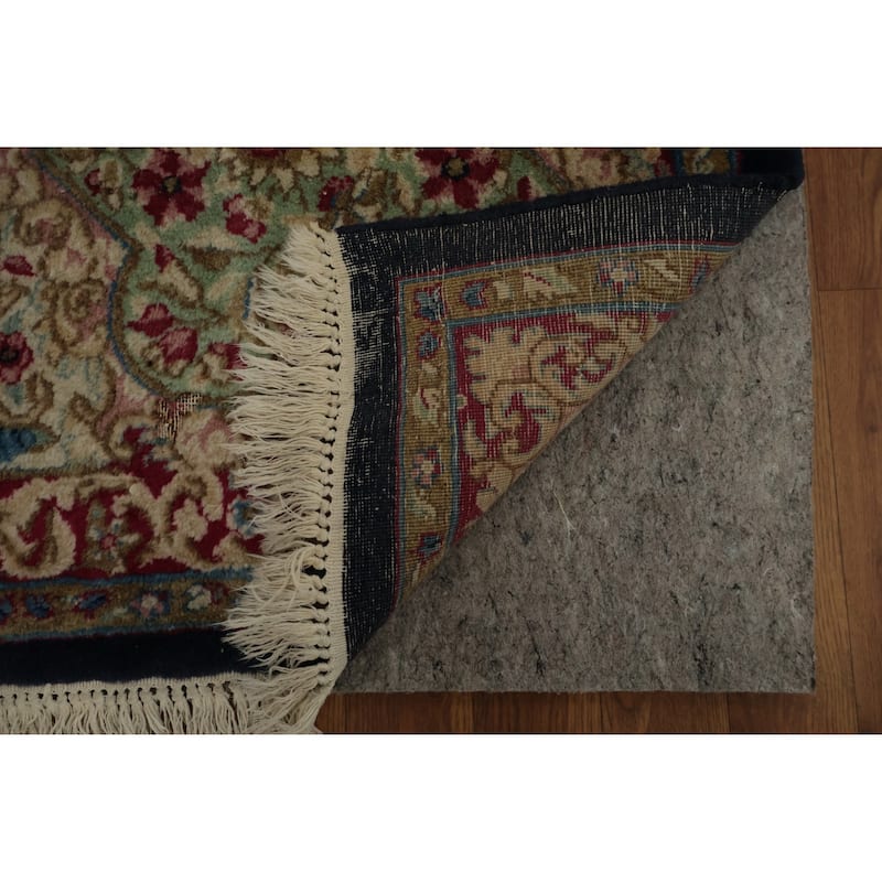 Hand Knotted Oriental 100% Wool Carpet Traditional Floral Navy Blue & Blues Kerman Area Rug - 16' 10'' X 10' 2''