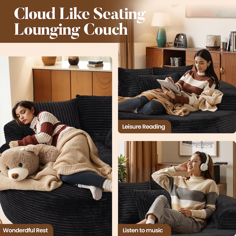 HOOOWOOO Modern Plush Fabric Floor Sofa Couch