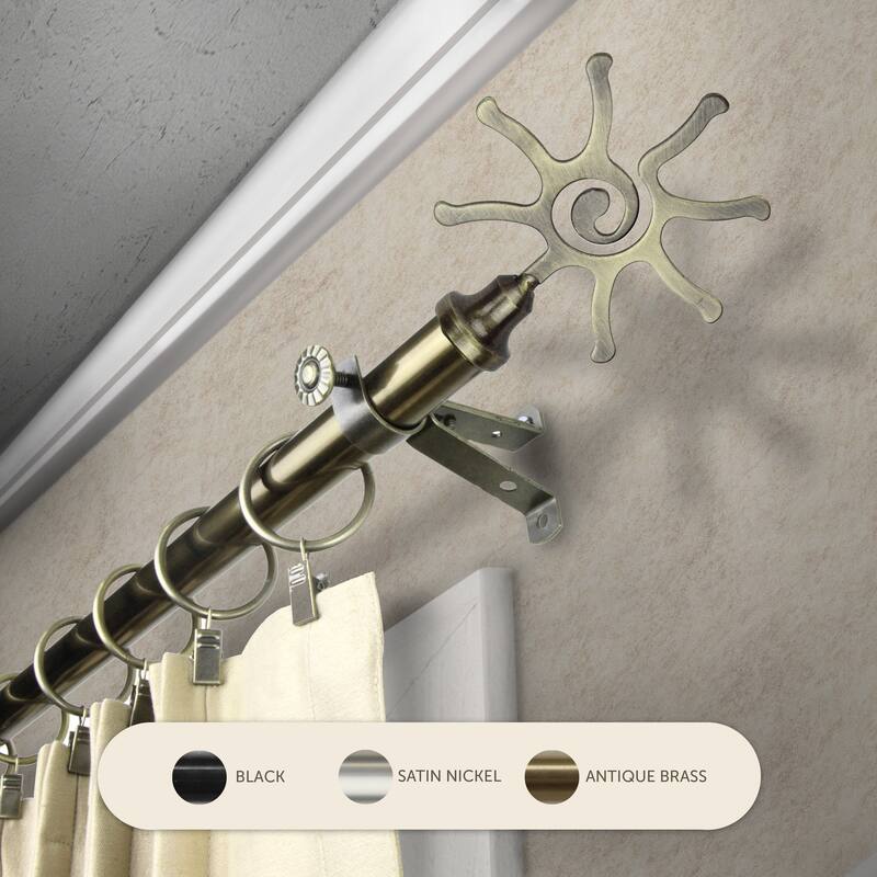 InStyleDesign Sedona Adjustable Curtain Rod 13/16 inch dia. - 66 to 120 inches - Antique Brass