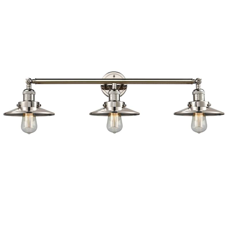 Innovations Lighting Railroad 3 Light 32" Wide Bathroom Vanity Light - Polished Nickel / Metal