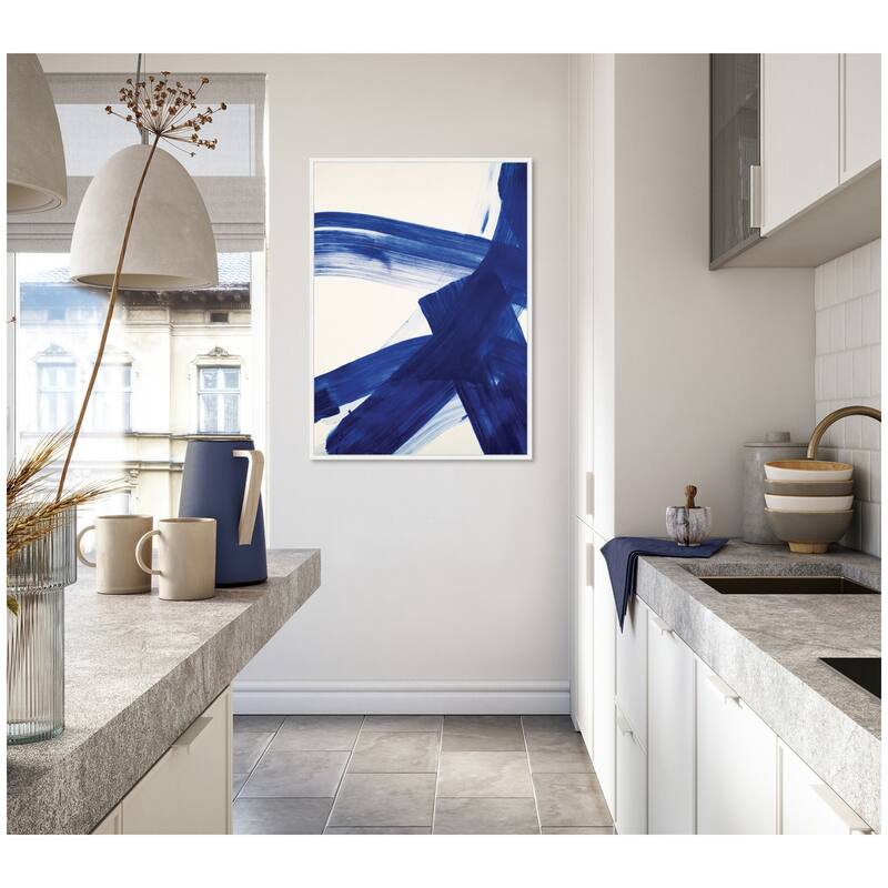 Kate and Laurel Colbalt Mark No. 2 by Amy Lighthall Framed Canvas Wall Art Print