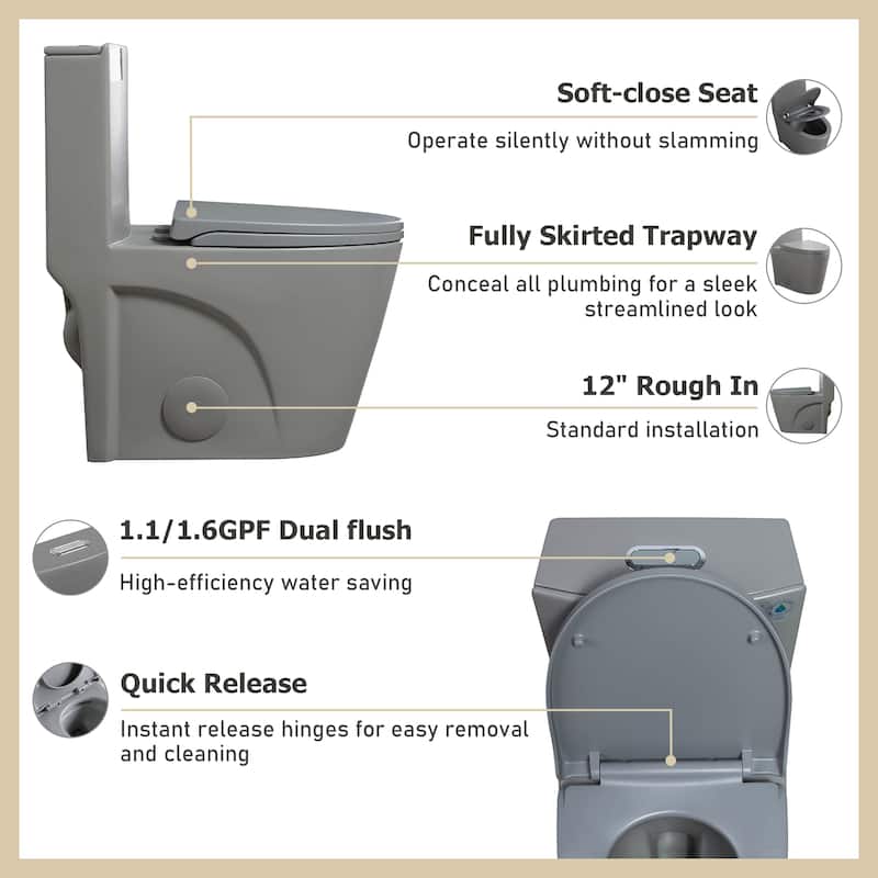 Light Grey One-Piece Toilet