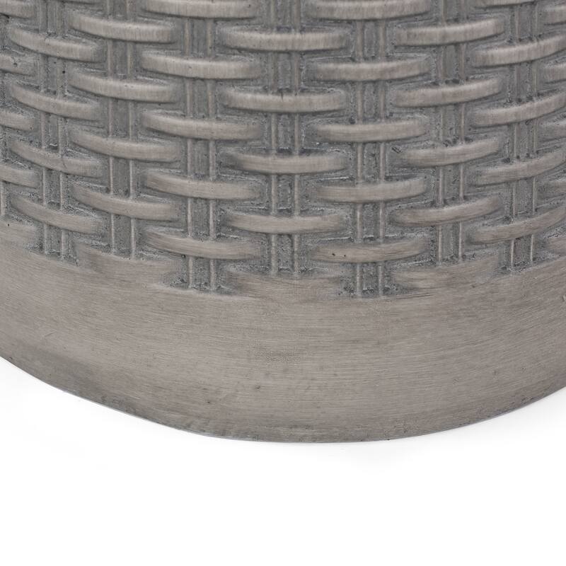 Roomfitters Outdoor Lightweight Concrete Side Table, Round Accent End Table for Patio, Balcony or Garden, Natural