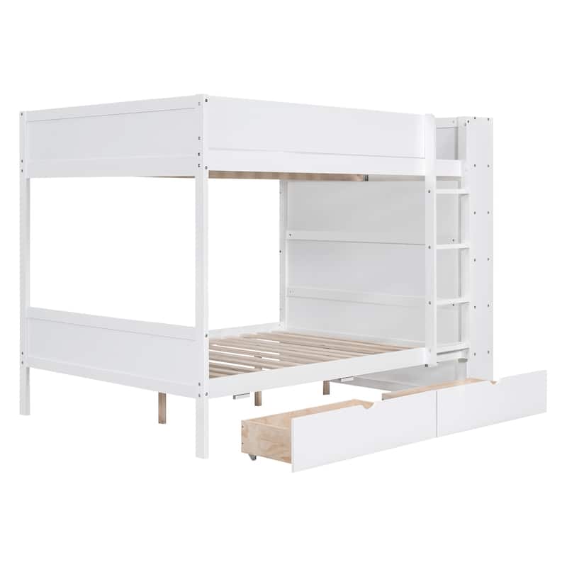 Wood Bunk Bed with Drawers