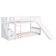 preview thumbnail 9 of 16, Elegant Stairway Twin over Twin Bunk Bed with Two Drawers, Convertible Ladder and Slide, Save Space or Split Into 2 Beds, White