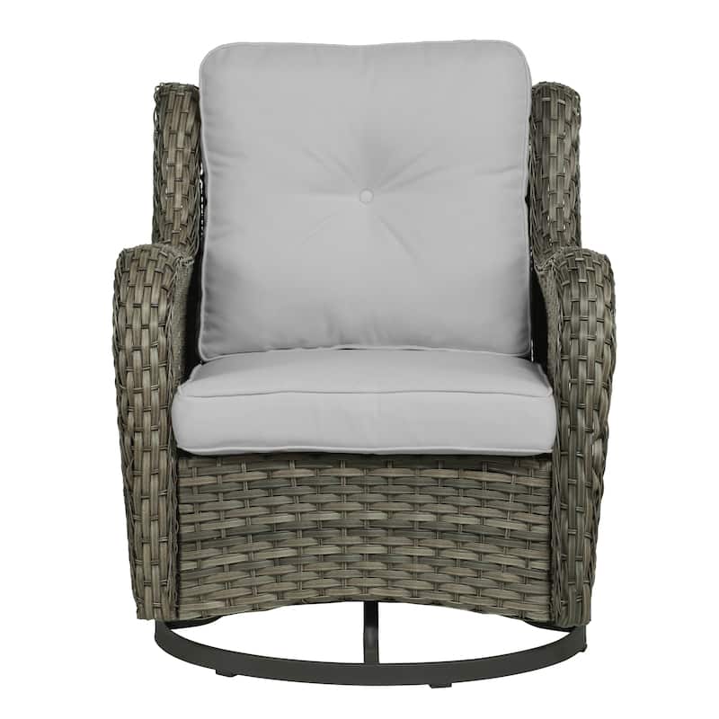 Patio Rattan Chairs Outdoor Wicker Swivel Rocker with Cushion