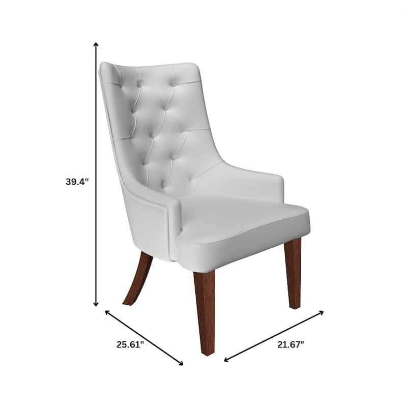 Dining Chair in Leather/Velvet Diamond-Tufted with Rubberwood Legs Set of 2