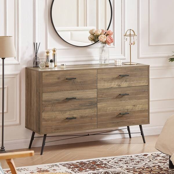 Modern Wood Long Dresser,Chest with 6 Deep Storage Drawers for  Bedroom,Closet Living Room - Bed Bath & Beyond - 42344157