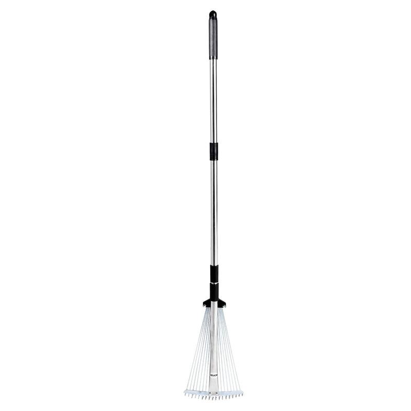 Adjustable Lawn Rake for Leaves and Grass, Stainless Steel - 55.6 x 17.13 x 2.91 in
