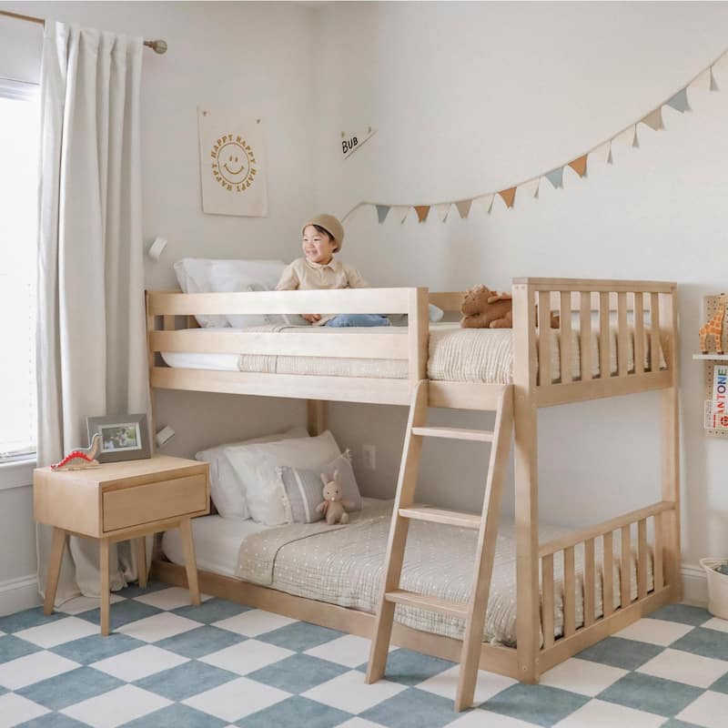 Max and Lily Scandinavian Twin over Twin Low Bunk Bed - Blonde