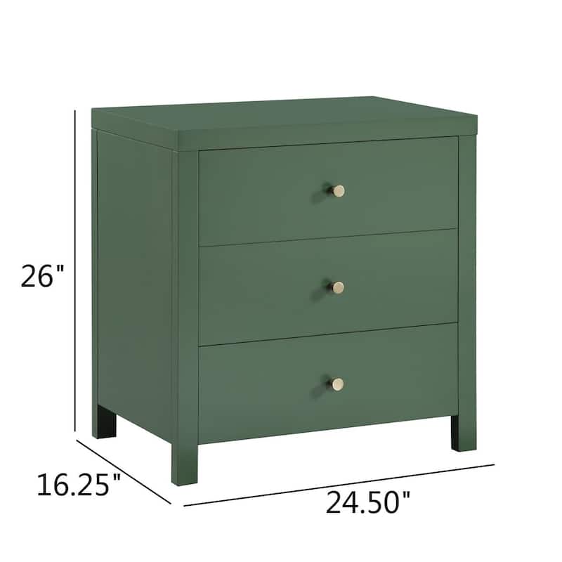 Modern Nightstand with 2 Drawers Wood Grain Texture Metal Pulls