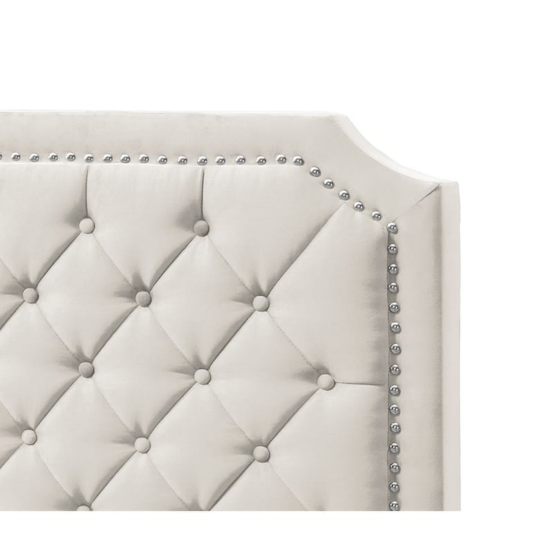 Ava Clipped-Edge Nailhead-Trim Button Tufted Upholstered Platform Bed