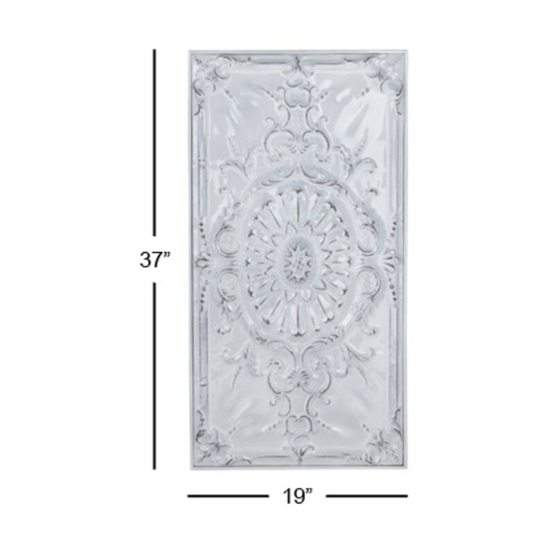Metal Scroll Wall Decor with Embossed Details - White - Roche River Decor