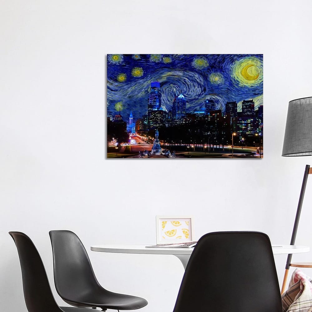 iCanvas "Philadelphia, Pennsylvania Starry Night Skyline" by 5by5collective Canvas Print