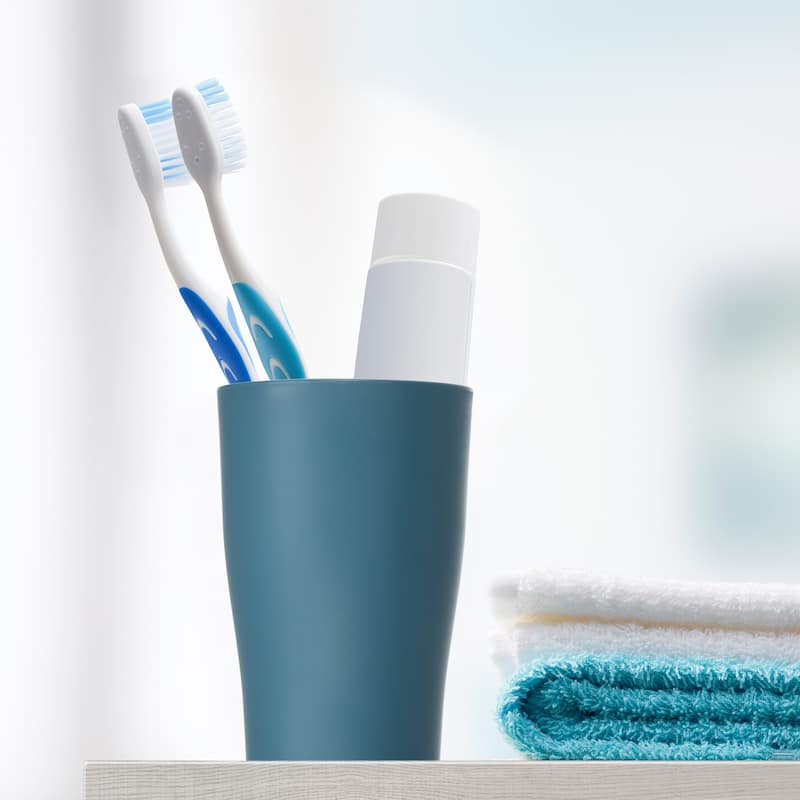 2pcs Bathroom Toothbrush Tumblers PP Cup 4.92"x3.03" - Blue, Yellow