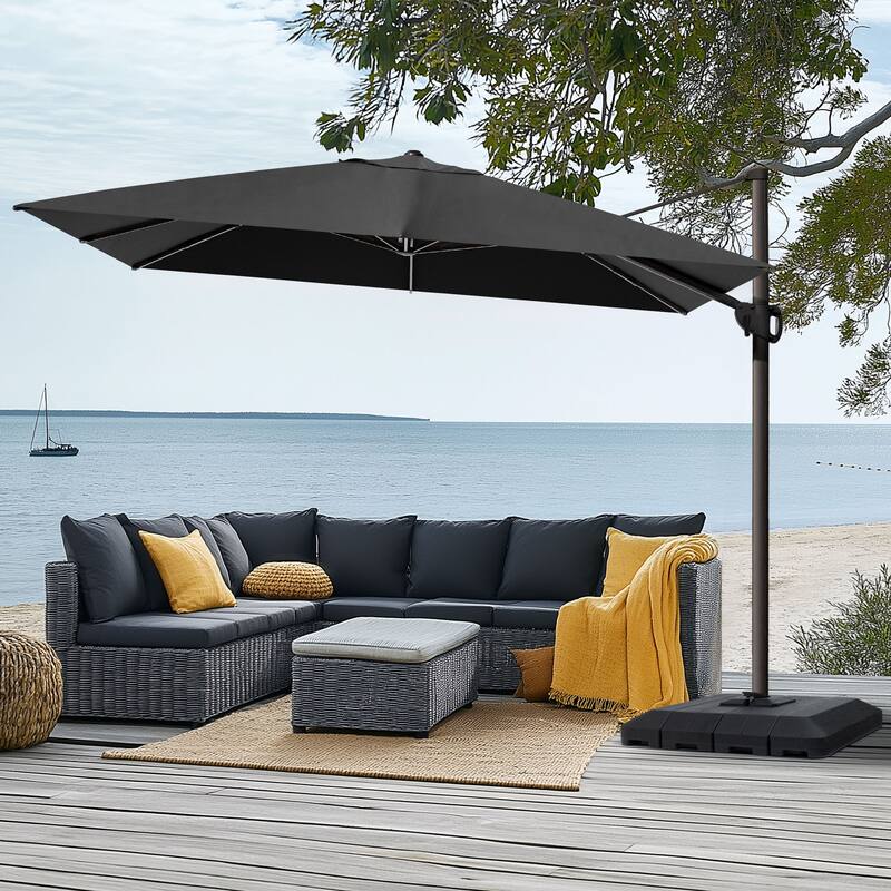 Pellebant 9 FT x 12 FT Outdoor Patio Cantilever-Offset Umbrella with Premium Base Stand