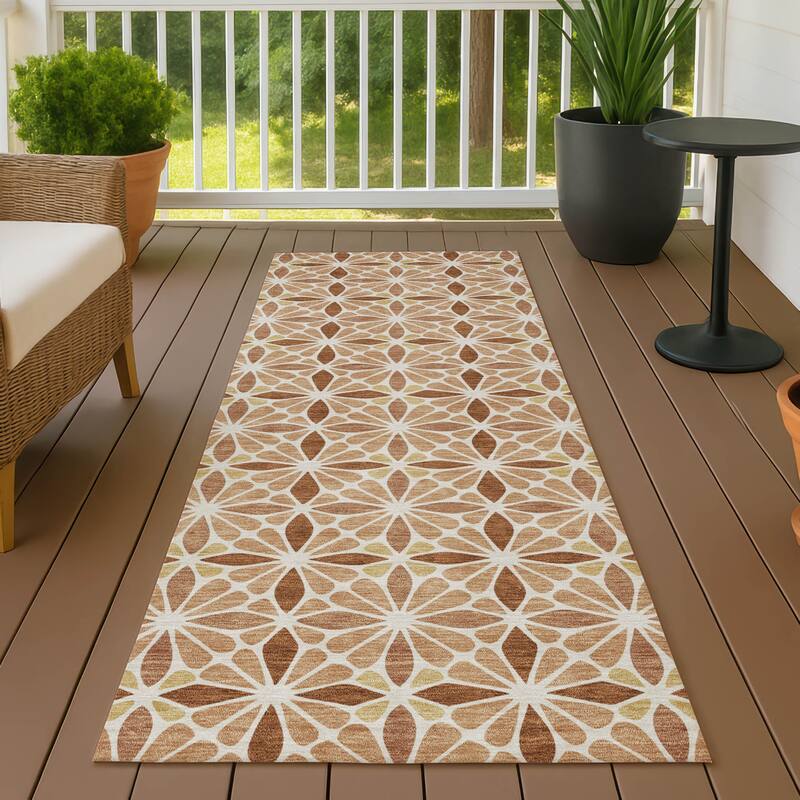 Machine Washable Indoor/ Outdoor Mosaic Pablo Chantille Rug - Copper - 2'3" x 7'6"