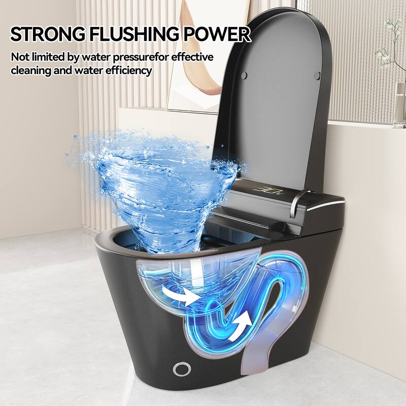 Smart One Piece Toilet with Built In Bidet. Auto Open Close Seat. Heated Seat. Warm Water. Dryer. Remote Control