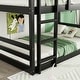 preview thumbnail 15 of 16, Grey Triple Rubber Wood Bunk Bed with 2 Built-in Ladders, Guardrails, Twin over Twin over Twin, Detachable Triple Twin Bed
