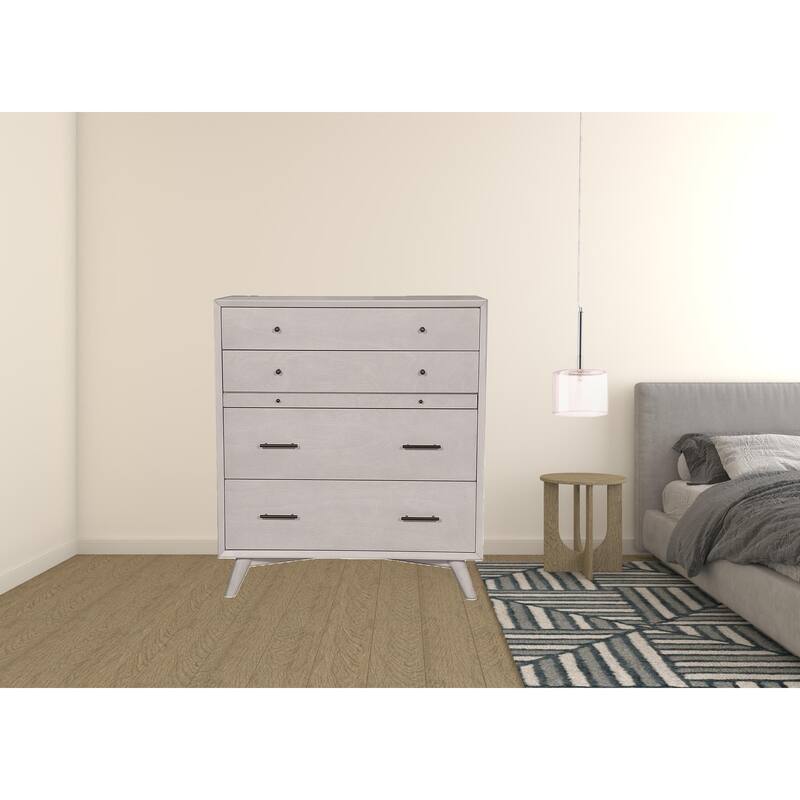 HomeRoots 38" Gray Solid Wood Four Drawer Standard Chest