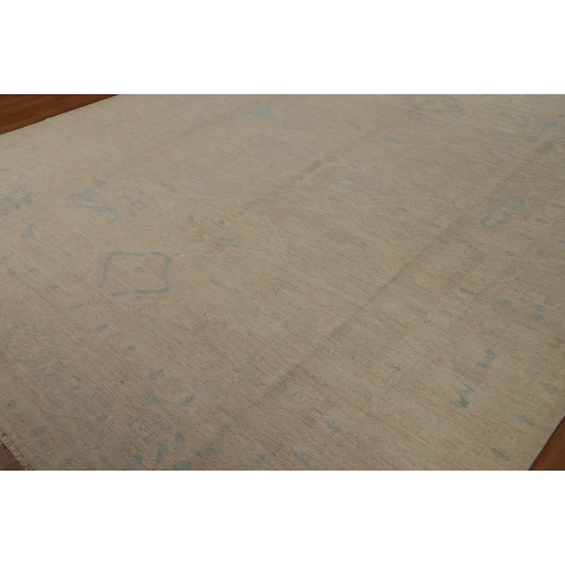 Vegetable Dye Oushak Turkish Area Rug Bedroom Handmade Wool Carpet - 8'4"x 9'10"
