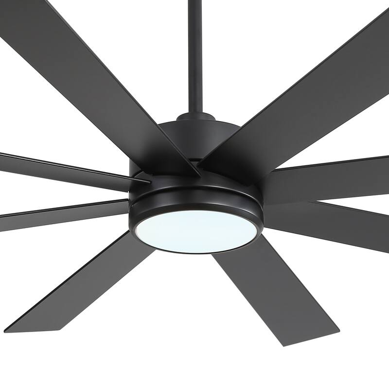 65-inch Black Ceiling Fan with LED Light Remote and Downrod(8-Blade)