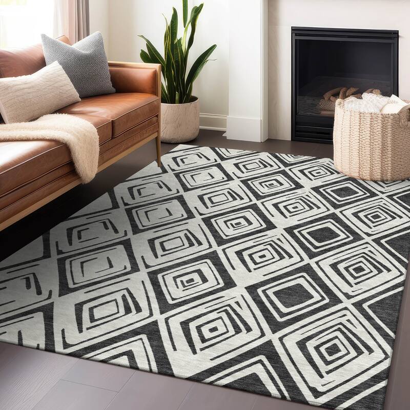 Premium Washable Super Soft Modern Diamond Mayfield Rug