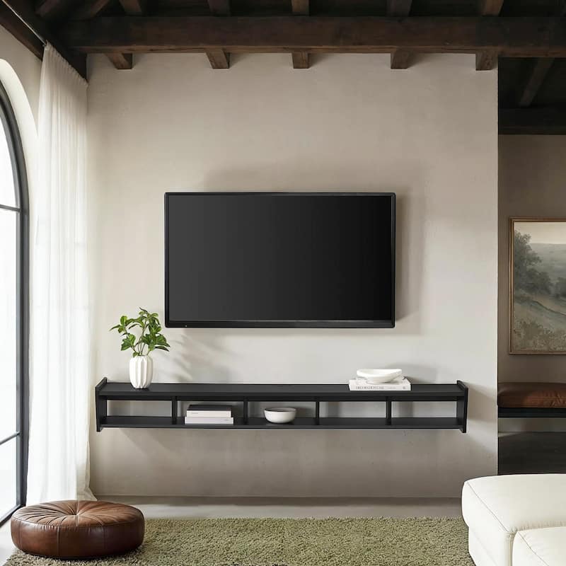 Middlebrook Designs Floating Wall-Mounted TV Stand - Solid Black