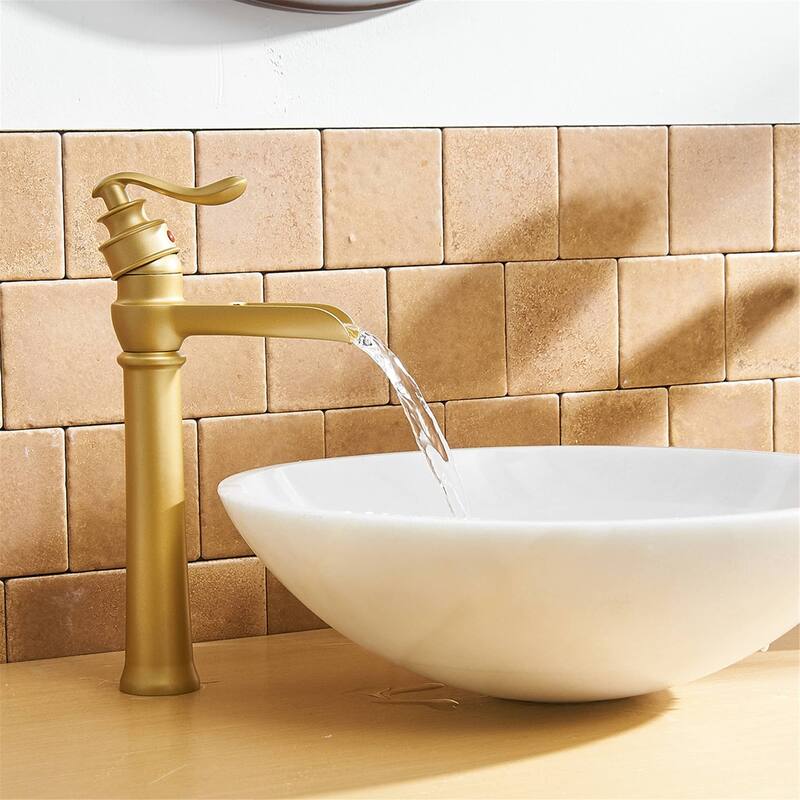 Waterfall Bathroom Vessel Faucet With Drain Assembly Single Handle Bathroon Vessel Sink Faucets One Hole Basin Vanity High Taps