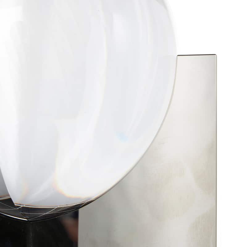 Silver Glass Orb Sculpture with X Shaped Holder (Set of 2)