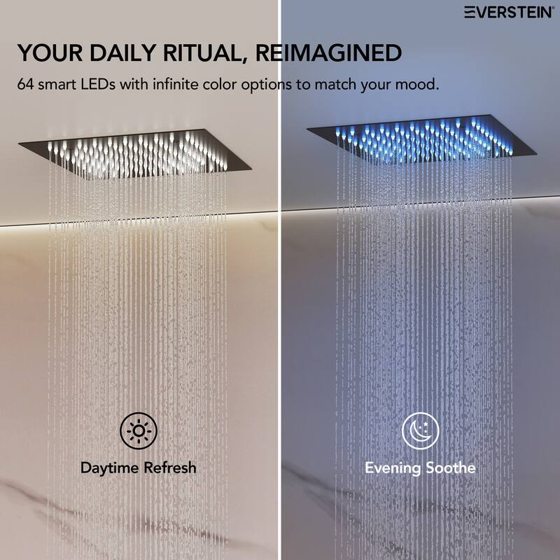 Celling Mounted 12 in. Rainfall LED Shower System with 6 in. Shower Head Handheld Shower Faucet Set