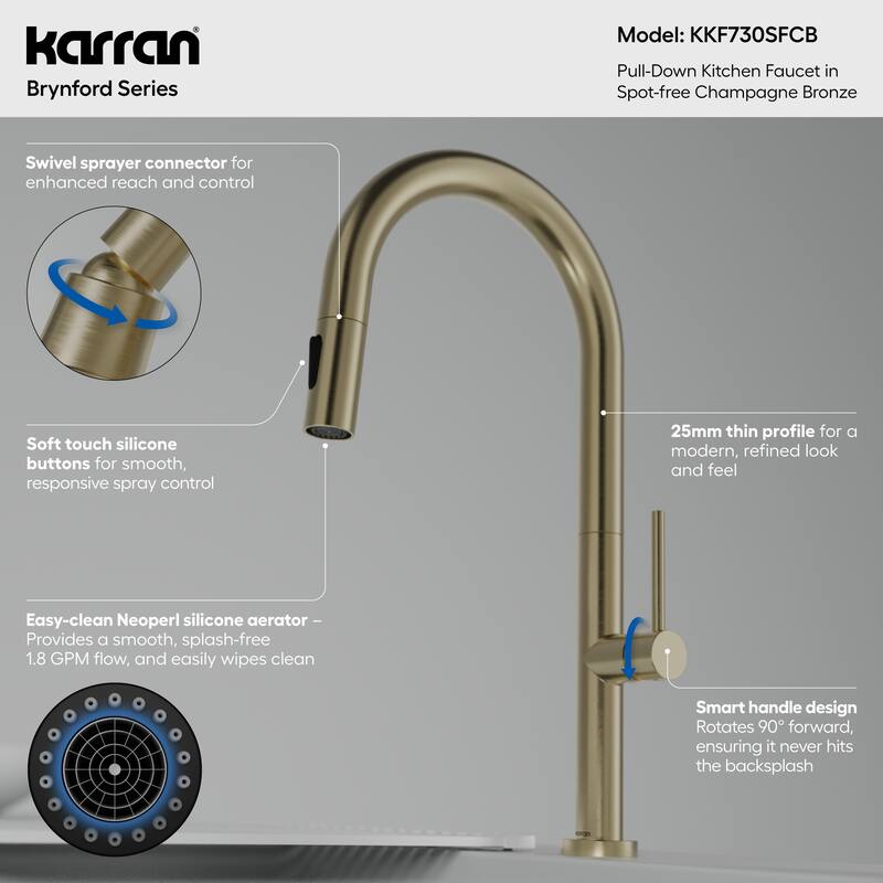 Karran Brynford Single Handle Pull-Down Sprayer Kitchen Faucet