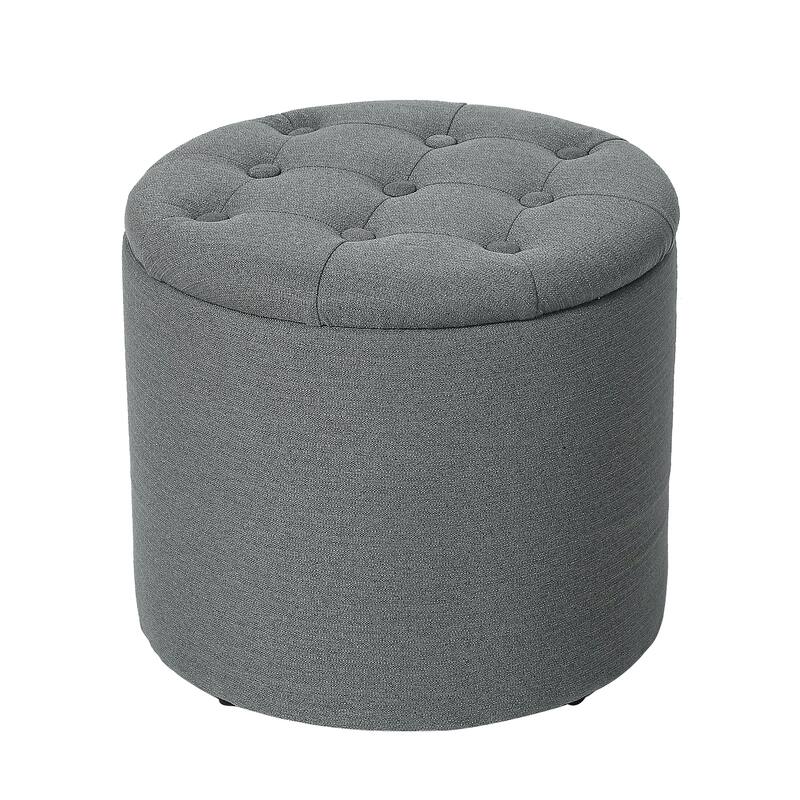 Adeco Round Footstool with Removable Lid Footrest Storage Ottomans