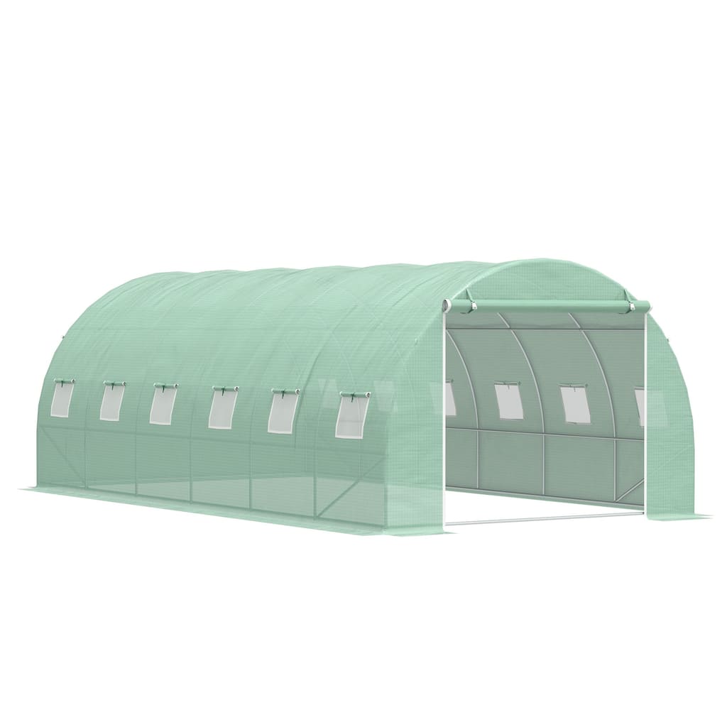19.7" Large Walk-in Greenhouse Garden Plant Seed Growing Tent Tunnel Shed with Windows and Door Green