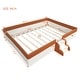 preview thumbnail 25 of 36, Brown White Sofa Bed Two-color Daybed Toddler Floor Bed with Fence and Stairs Grounded Wood Slat Support Frame Upholstered Bed