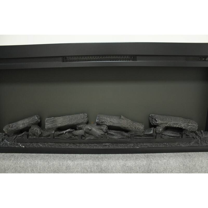 Modern 44-Inch Recessed Electric Fireplace with Remote, LED Light Heater & Log Flame Effect