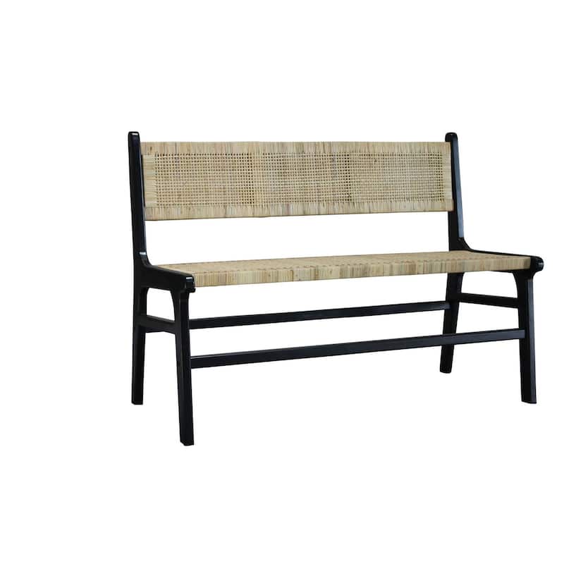 Carolina Living Leana Rattan Bench - Black, Natural