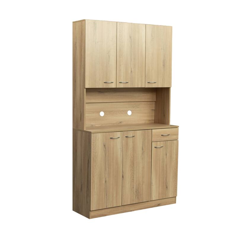 Roomfitters 70.87" Tall Kitchen Pantry Cabinet, Freestanding Buffet with 6 Doors, Drawer & Open Shelf
