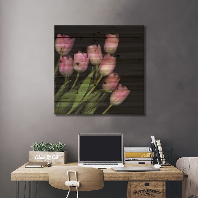 Soft Pastel Pink Print On Wood by Magda Indigo - Multi-Color