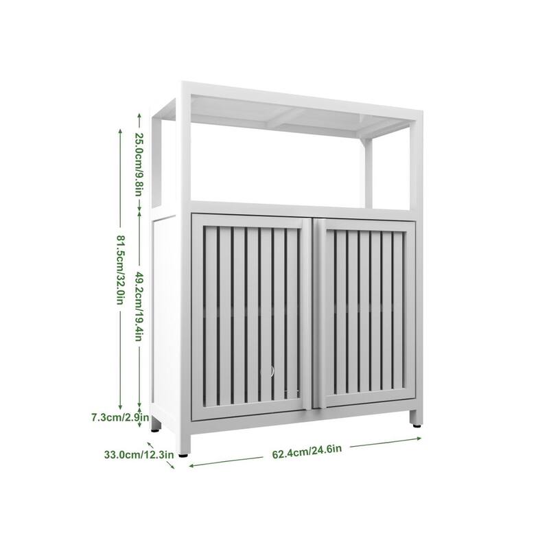Bamboo Bathroom Storage Cabinet, Freestanding Storage Organizer, Bathroom Floor Cabinet with 2 Shutter Doors & Open Shelf