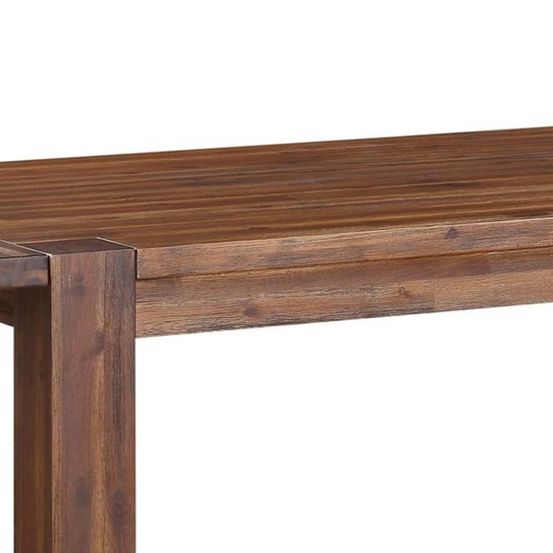 63-95 Inch Pim Acacia Wood Dining Table, 2 Extension Leaves, Walnut Brown