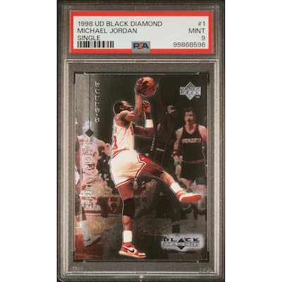 Michael Jordan 1998 Upper Deck Black Diamond Basketball Card #1 Graded PSA 9 - 8' x 11'