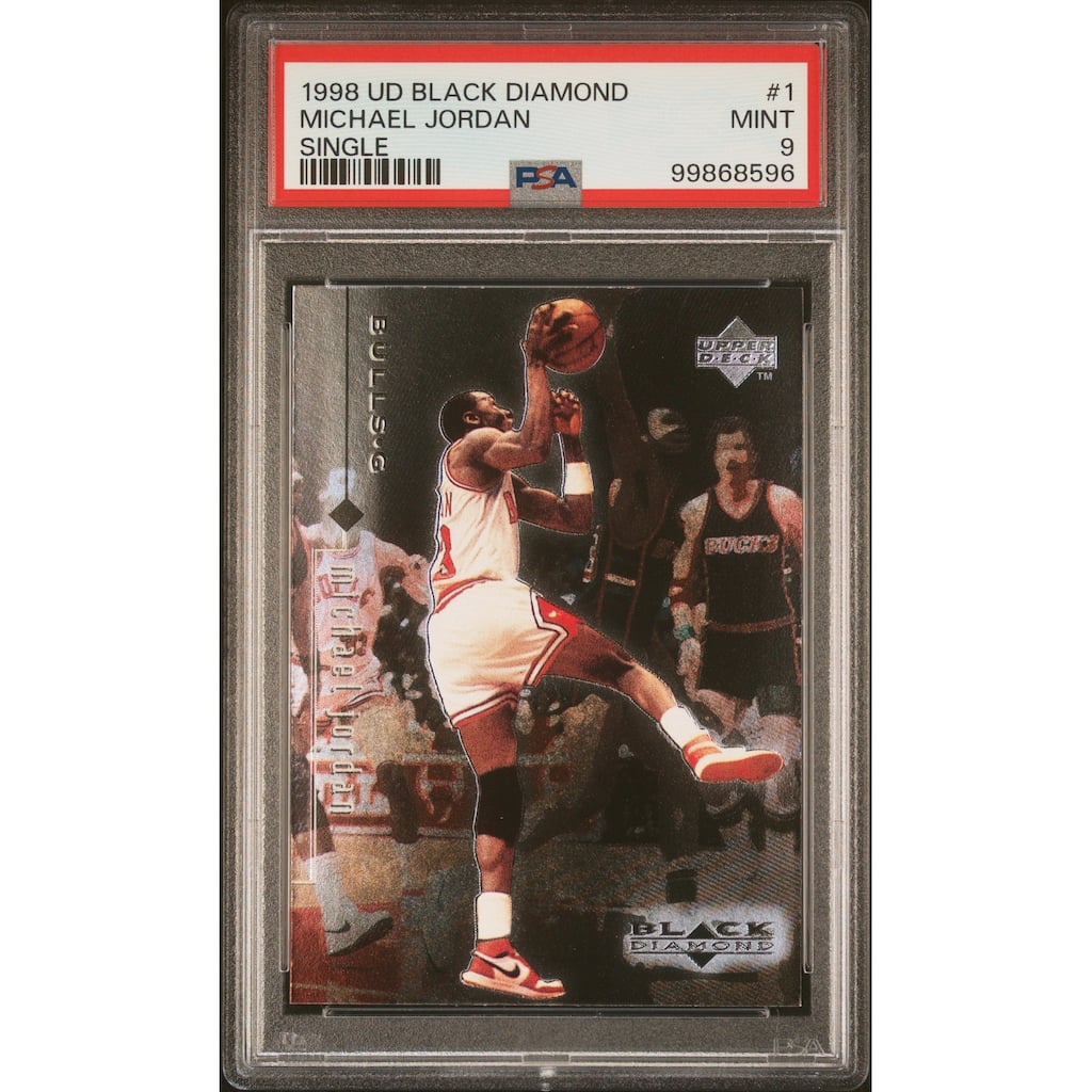 Michael Jordan 1998 Upper Deck Black Diamond Basketball Card #1 Graded PSA 9 - 8' x 11'