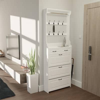 Shoe Cabinet with 3 Doors And 2 Drawers with Hanger
