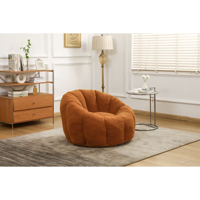 Comfortable Bean Bag Chair Orange Sofa Chair with Armrests, Leisure Chair Lounge Chair Upholstered Chair